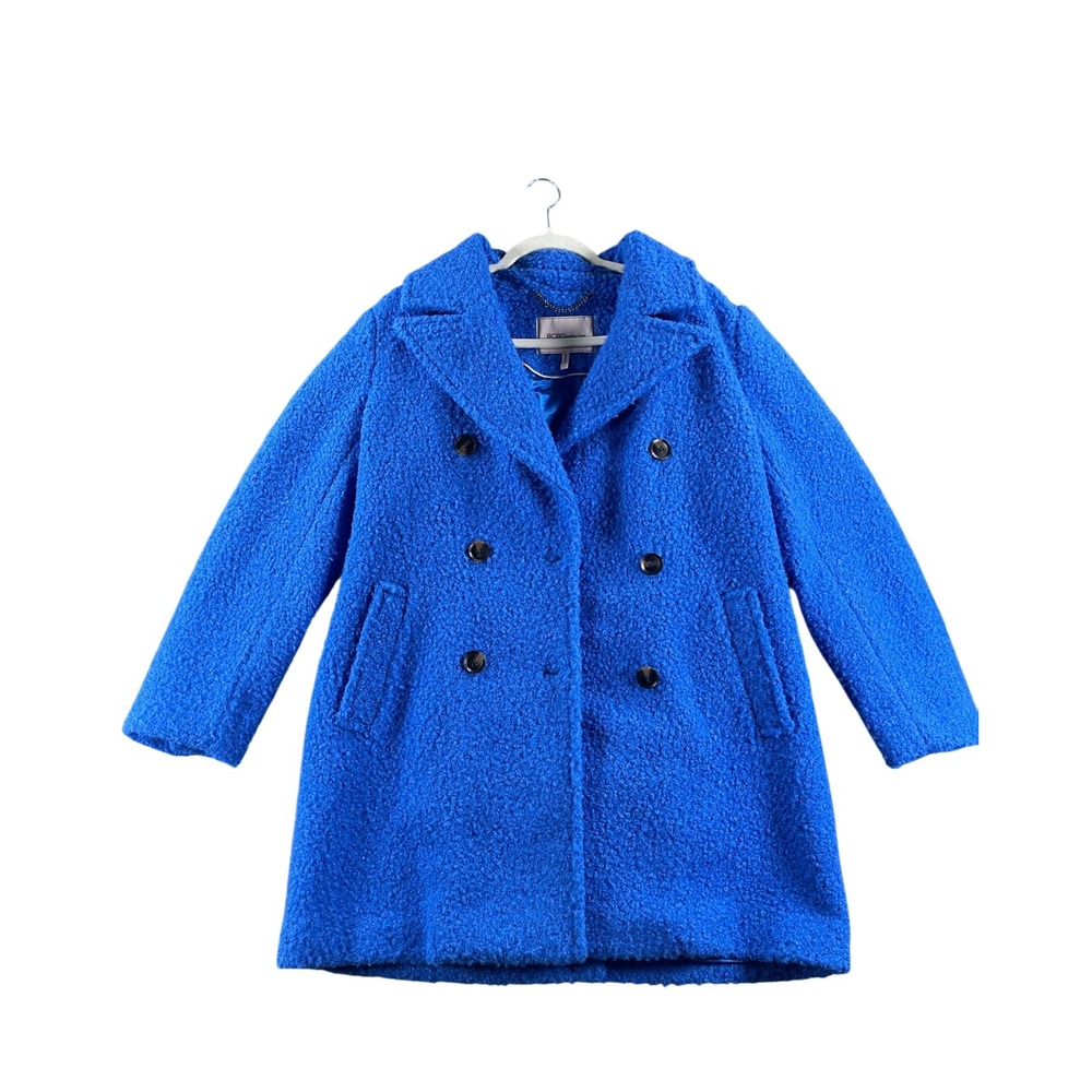 BCBGeneration Royal Blue Boucle Teddy Pea Coat Double Breasted Size S